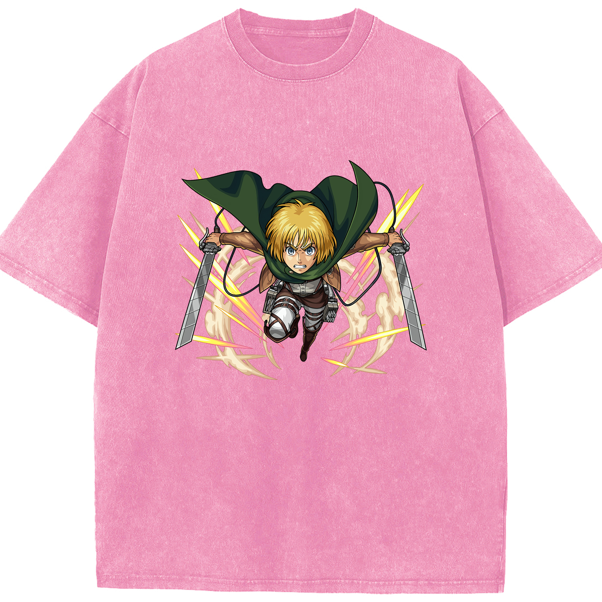 （画像用） 進撃の巨人 アルミン·アルレルト Attack on Titan Armin Arlert 綿100% ヴィンテージ風 半袖Tシャツ（フロントプリント）